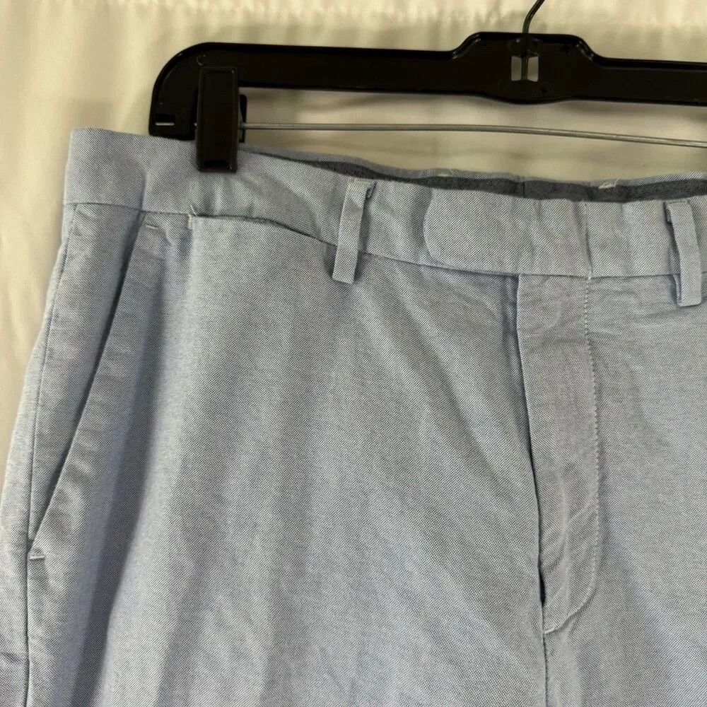 J Crew Bowery Slim Fit Pants Men's 33x32 Light Blue Flat Front Pockets Hook Zip